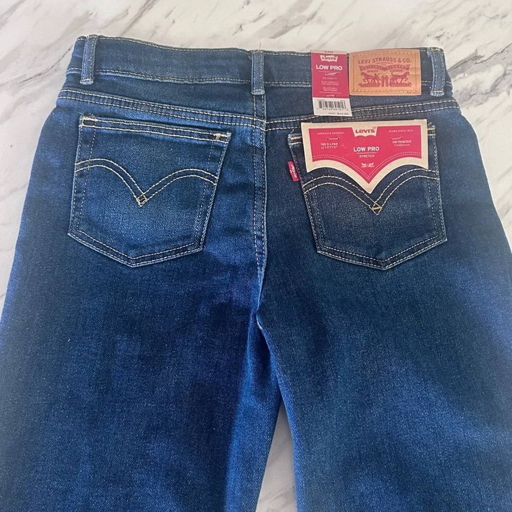 Levis Girls Low Pro‎ Relaxed Fit Mid Rise Stretch Jeans Blue Size 10 Reg NEW